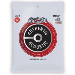 Martin MA140T Lifespan 2.0 80/20 Bronze Light Authentic Acoustic Guitar Strings